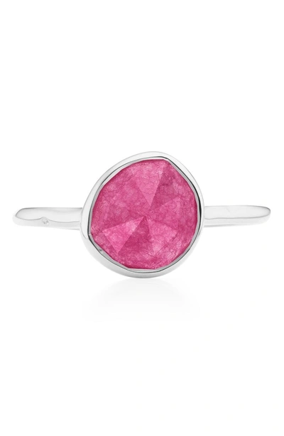Shop Monica Vinader Siren Stacking Ring In Silver/ Pink Quartz
