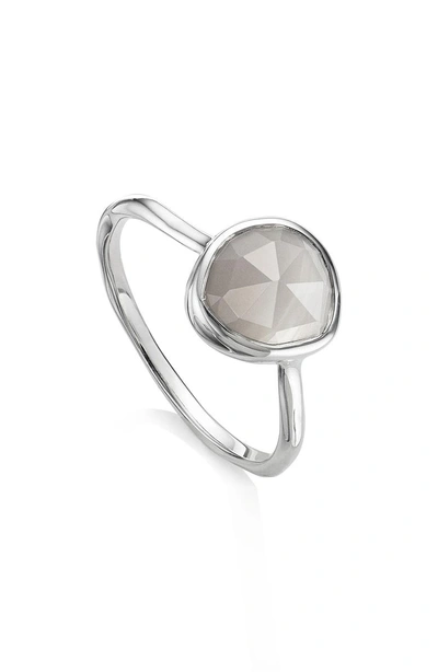 Shop Monica Vinader Siren Stacking Ring In Silver/ Grey Agate