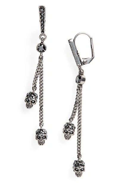 Shop Alexander Mcqueen Thin Chain Earrings In Hematite