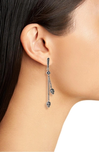 Shop Alexander Mcqueen Thin Chain Earrings In Hematite