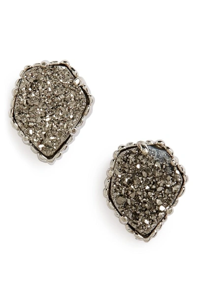 Shop Kendra Scott Tessa Stone Stud Earrings In Rhodium/ Platinum Drusy