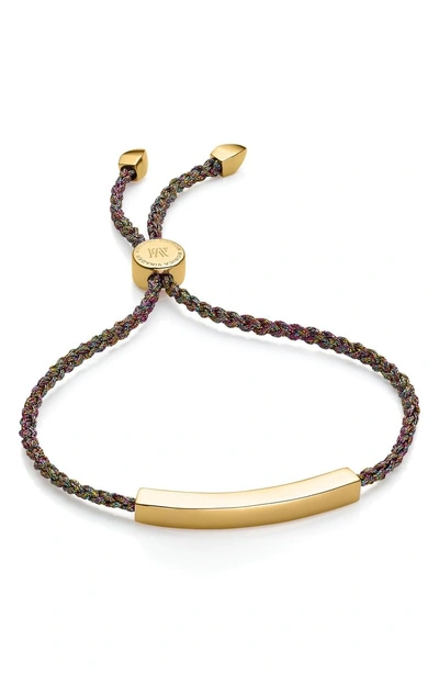 Shop Monica Vinader Engravable Linear Bar Friendship Bracelet In Gold/ Rainbow