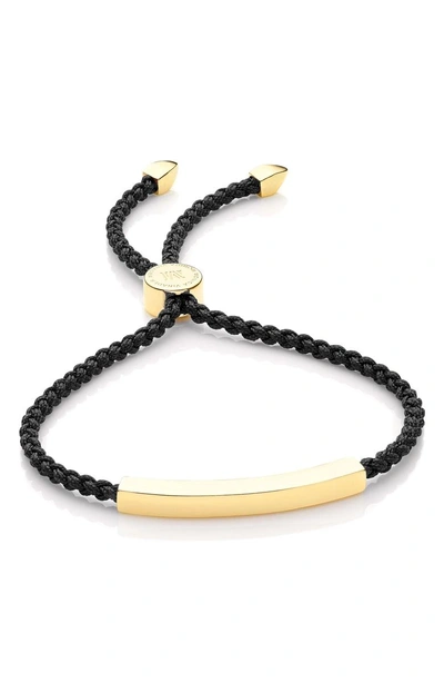 Shop Monica Vinader Engravable Linear Bar Friendship Bracelet In Gold/ Black