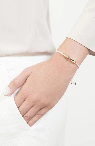 Shop Monica Vinader Engravable Linear Bar Friendship Bracelet In Gold/ballet Pink