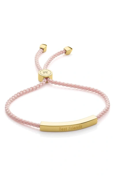 Shop Monica Vinader Engravable Linear Bar Friendship Bracelet In Gold/ballet Pink