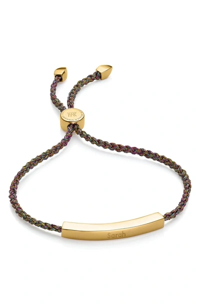 Shop Monica Vinader Engravable Linear Bar Friendship Bracelet In Gold/ballet Pink