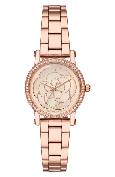 Shop Michael Kors Petite Norie Bracelet Watch, 28mm In Rose Gold/ Mop/ Rose Gold