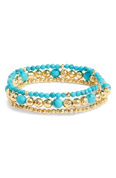Shop Gorjana Gypset Set Of 3 Bracelets In Turquoise/ Gold