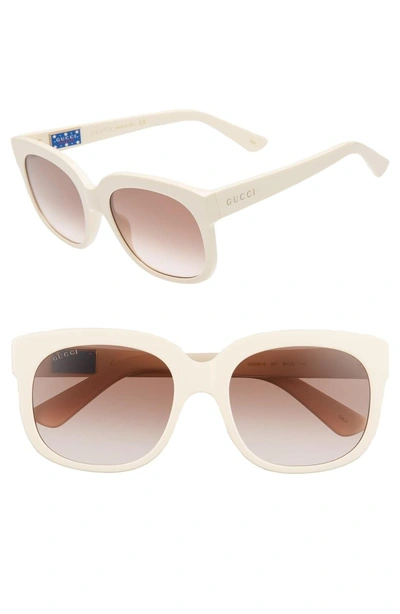 Shop Gucci 56mm Gradient Cat Eye Sunglasses - Ivory/ Brown/ Pink