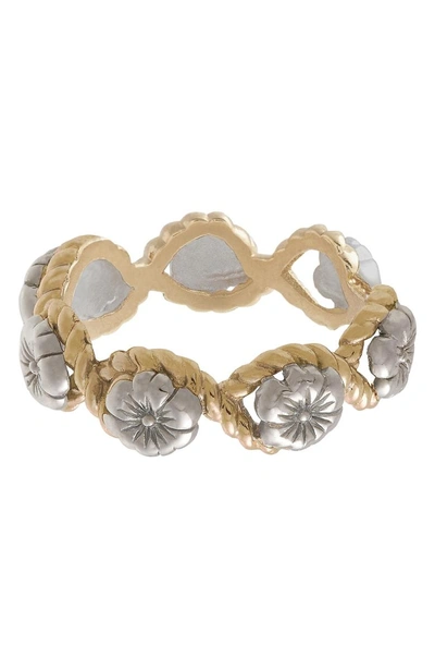 Shop Olivia Burton Flower Show Rope Ring In Silver / Gold