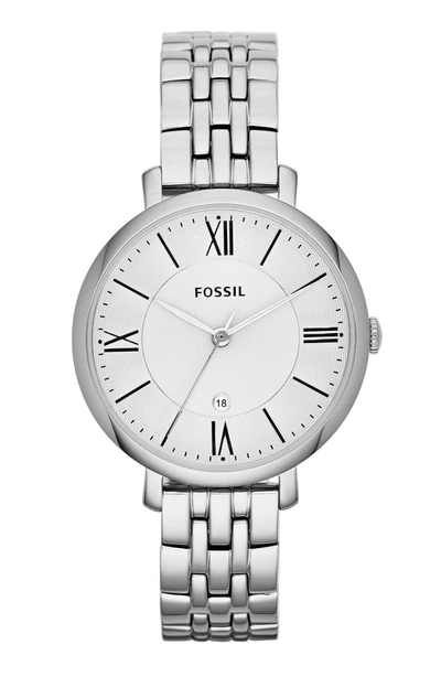 Shop Fossil 'jacqueline' Round Bracelet Watch, 36mm In Silver