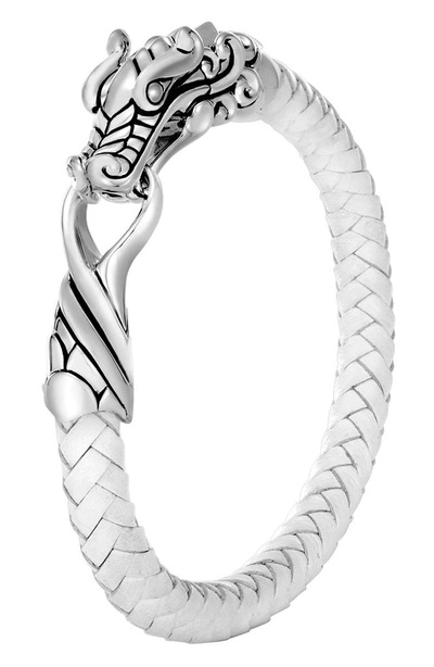 Shop John Hardy Legends Naga Braided Leather Bracelet In White