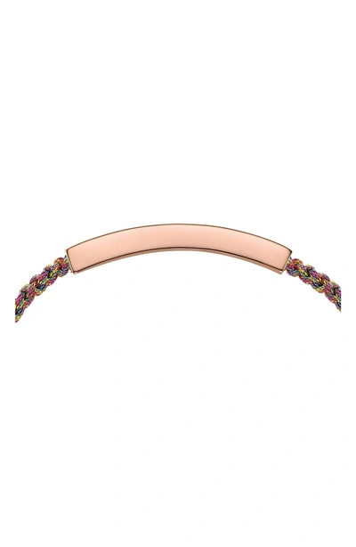 Shop Monica Vinader Engravable Linear Friendship Bracelet In Rose Gold/ Rainbow