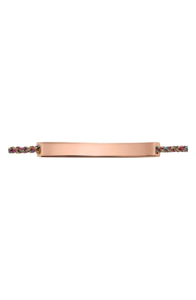 Shop Monica Vinader Engravable Linear Friendship Bracelet In Rose Gold/ Rainbow