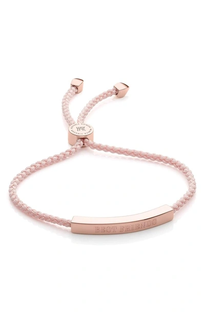 Shop Monica Vinader Engravable Linear Friendship Bracelet In Rose Gold/ Ballet Pink