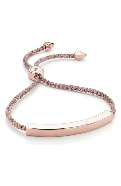 Shop Monica Vinader Engravable Large Linear Friendship Bracelet In Metallic/ Rose Gold