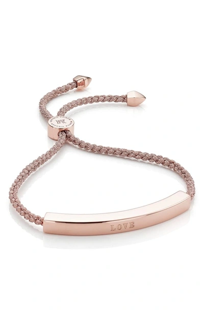 Shop Monica Vinader Engravable Large Linear Friendship Bracelet In Metallic/ Rose Gold