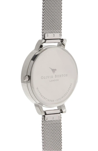 Shop Olivia Burton Watercolor Floral Mesh Strap Watch, 38mm In Silver/ Bee/ Silver