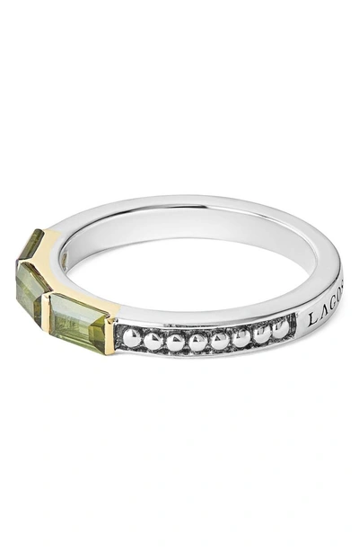 Shop Lagos Gemstone Baguette Stackable Ring In Silver/ 18k Gold/ Tourmaline