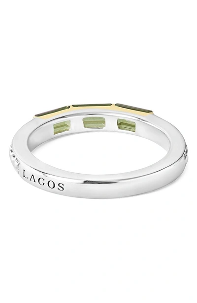 Shop Lagos Gemstone Baguette Stackable Ring In Silver/ 18k Gold/ Tourmaline