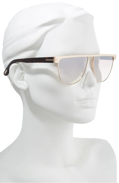 Shop Tom Ford Stephanie 60mm Mirrored Sunglasses - Rose Gold/ Havana/ Silver