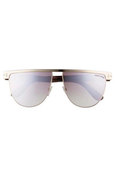 Shop Tom Ford Stephanie 60mm Mirrored Sunglasses - Rose Gold/ Pink/ Silver