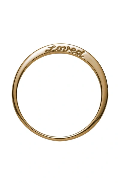 Shop Nora Kogan Loved Side Script Ring In Yellow Gold