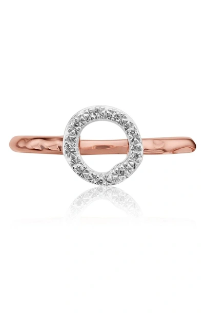 Shop Monica Vinader Riva Diamond Mini Circle Ring In Rose Gold/ Diamond