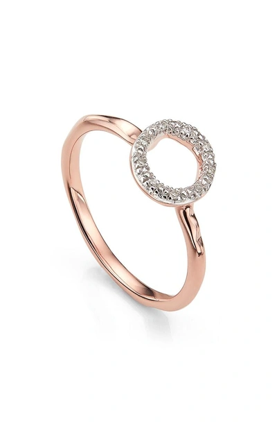 Shop Monica Vinader Riva Diamond Mini Circle Ring In Rose Gold/ Diamond