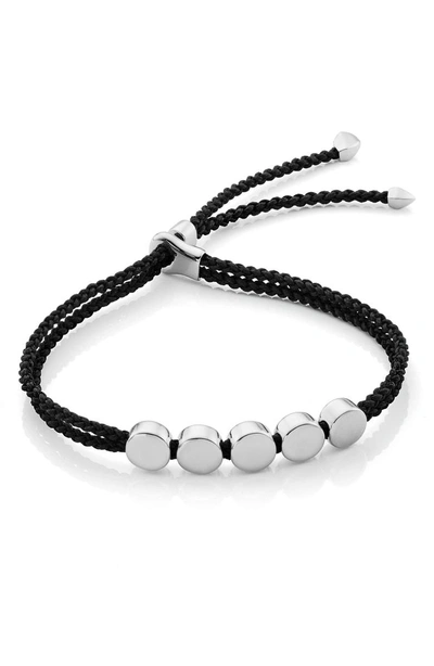 Shop Monica Vinader Engravable Beaded Friendship Bracelet In Silver/ Black