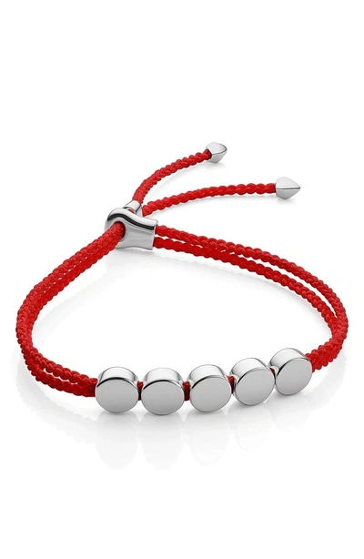 Shop Monica Vinader Engravable Beaded Friendship Bracelet In Coral/ Silver