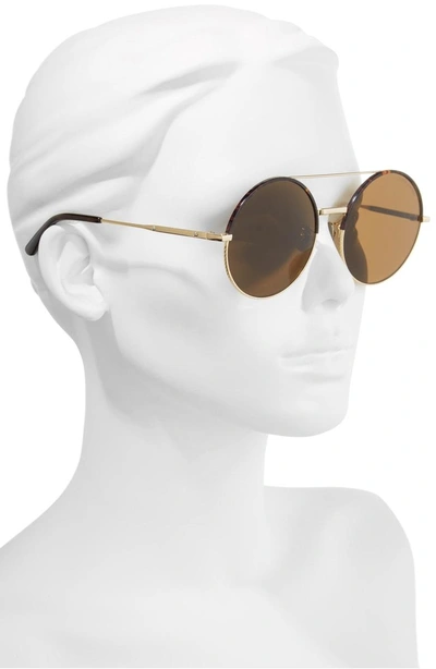 Shop Bottega Veneta 58mm Round Aviator Sunglasses - Gold/ Dark Havana