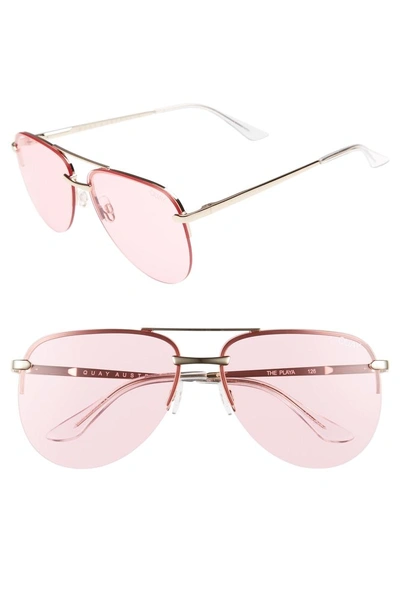 Shop Quay The Playa 64mm Aviator Sunglasses - Rose/ Pink
