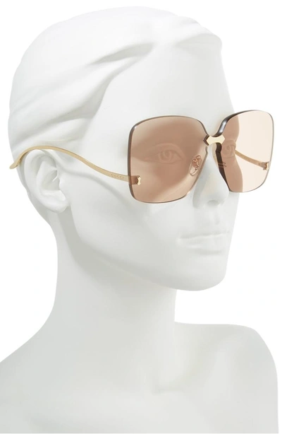 Shop Gucci 99mm Rimless Sunglasses - Gold