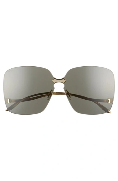 Shop Gucci 99mm Rimless Sunglasses - Gold