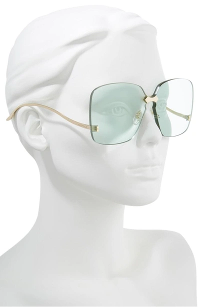 Shop Gucci 99mm Rimless Sunglasses - Gold/ Sage