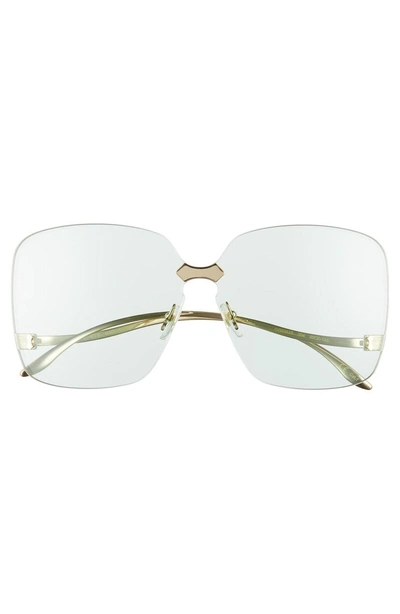 Shop Gucci 99mm Rimless Sunglasses - Gold/ Sage