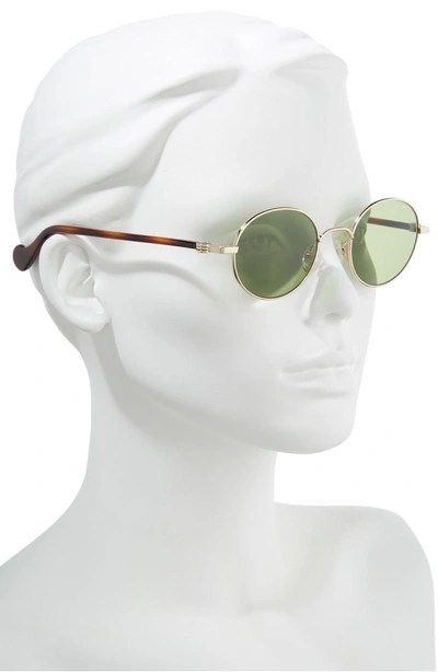 Shop Moncler 49mm Round Metal Sunglasses In Gold/ Green
