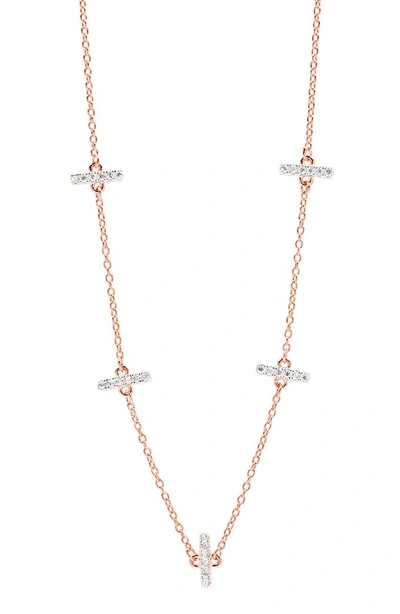 Shop Freida Rothman Radiance Crystal Station Necklace In Rose/ Silver