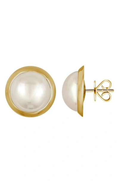 Shop Majorica Mabe Simulated Pearl Stud Earrings In White/ Gold