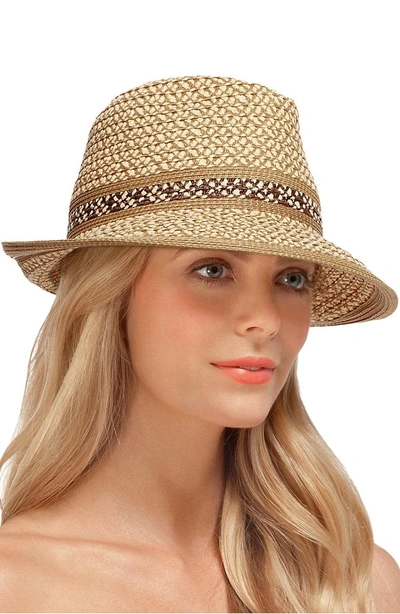 Shop Eric Javits Squishee Straw Fedora - Brown In Peanut