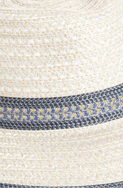 Shop Eric Javits Squishee Straw Fedora - White In Cream/ Blue Tweed