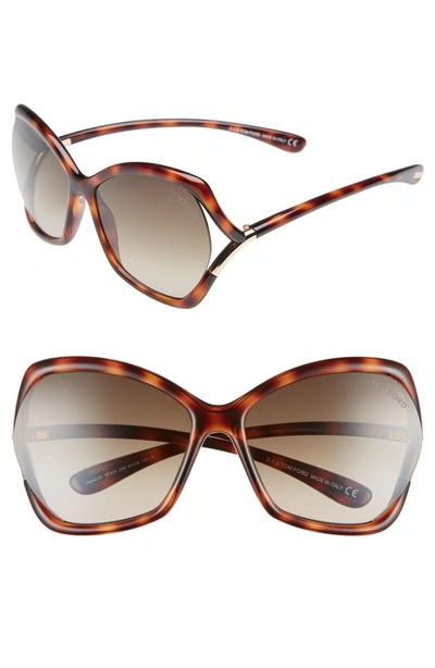 Shop Tom Ford Astrid 61mm Geometric Sunglasses - Havana/ Rose Gold/ Roviex