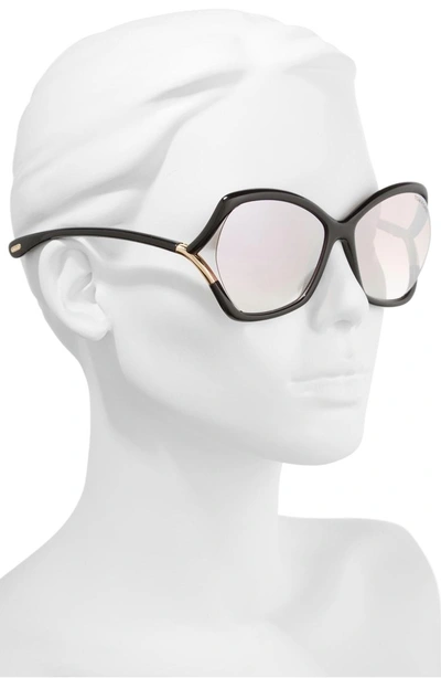 Shop Tom Ford Astrid 61mm Geometric Sunglasses - Black/ Rose Gold/ Pink/ Silver