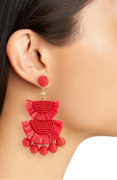 Shop Jcrew Bead & Raffia Earrings In Cerise