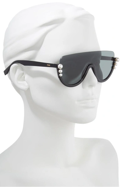 Shop Fendi 57mm Polarized Rimless Shield Sunglasses - Black