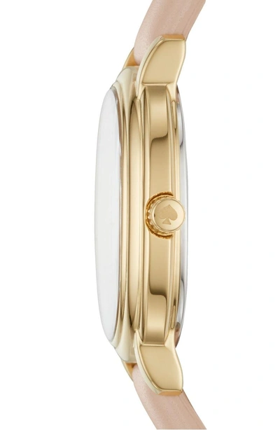 Shop Kate Spade Staten Leather Strap Watch, 25mm In Nude/ White/ Gold