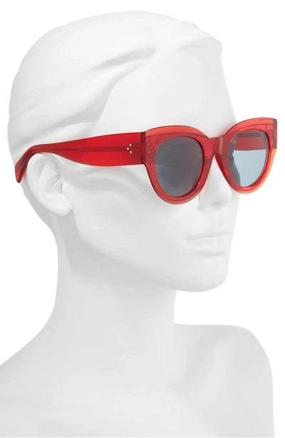 Shop Celine Special Fit 50mm Cat Eye Sunglasses - Red/ Vintage Blue