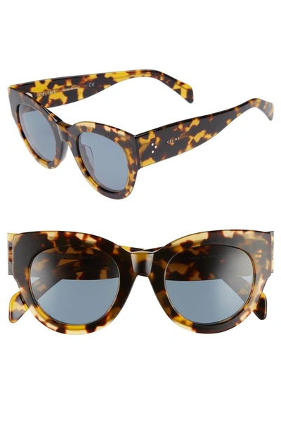 Shop Celine Special Fit 50mm Cat Eye Sunglasses - Havana/ Vintage Blue