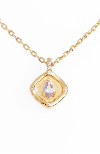 Shop Lulu Dk Teardrop Monthstone Pendant Necklace In June - Alexandrite Lavender